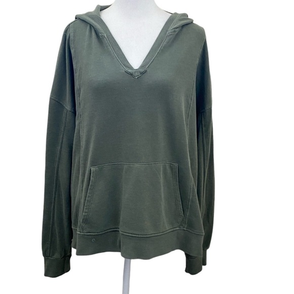 Time and Tru Sage/Olive Green V-Neck Hoodie. Size XL. (16/18). Front Pocket. - Picture 1 of 12